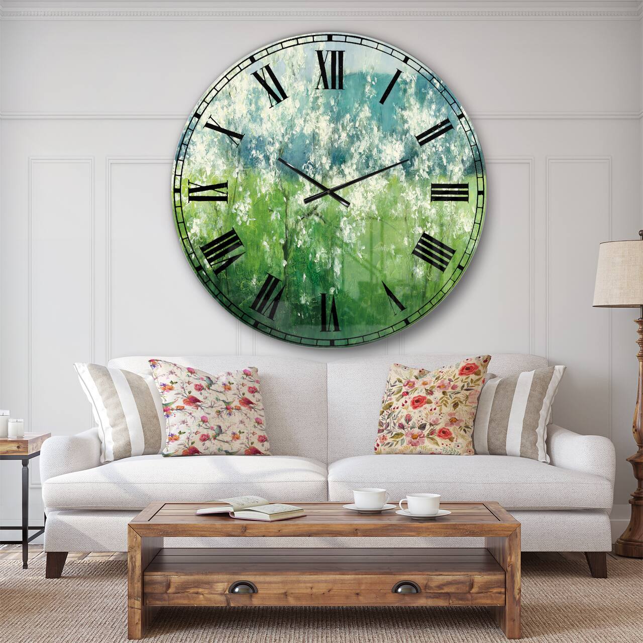 Designart 'Green Mountain Spring Traditional Wall Clock